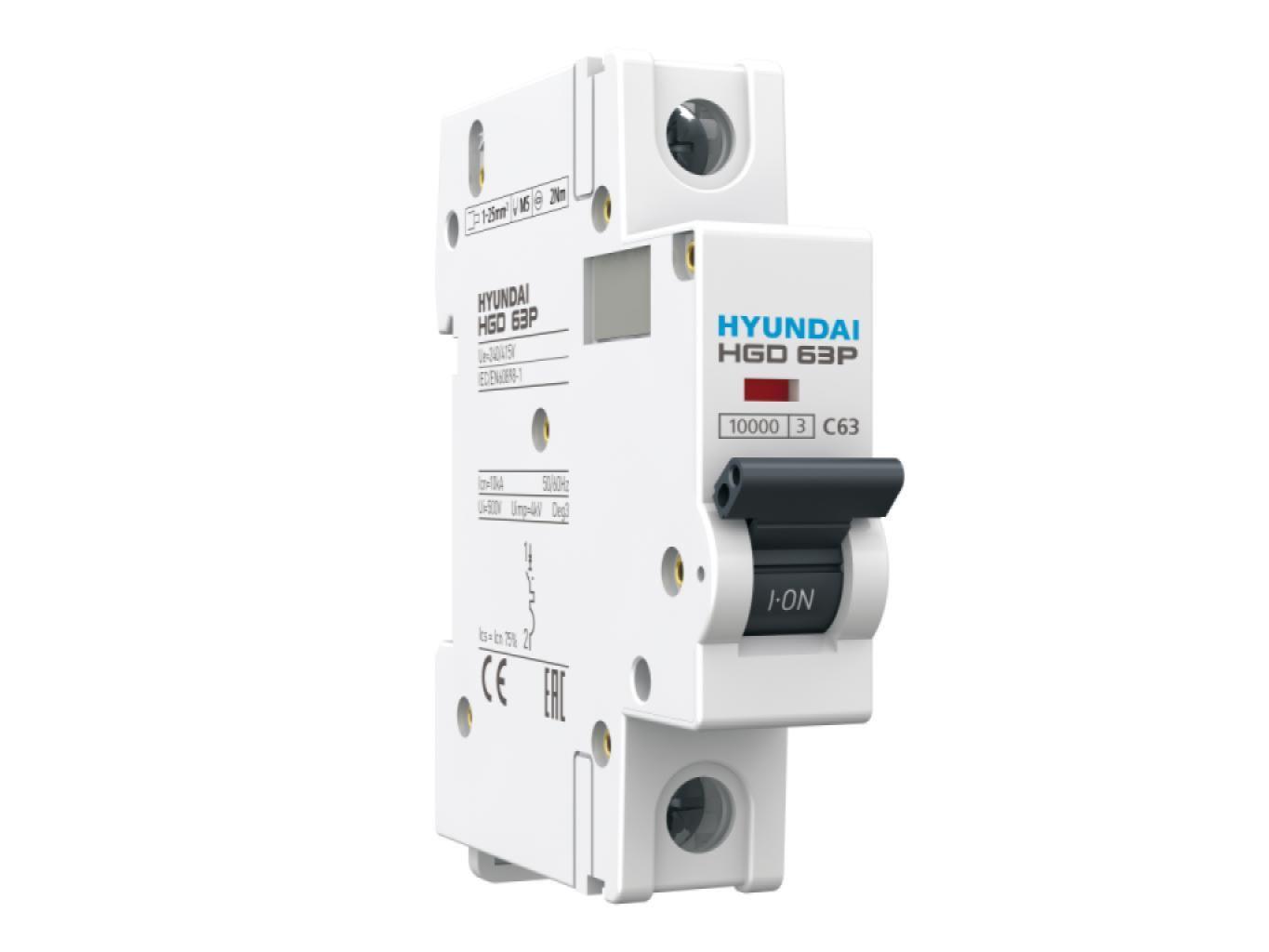 HGD63M 01–63 | Miniature Circuit Breaker | 1-Pole | 6 kA | C Curve