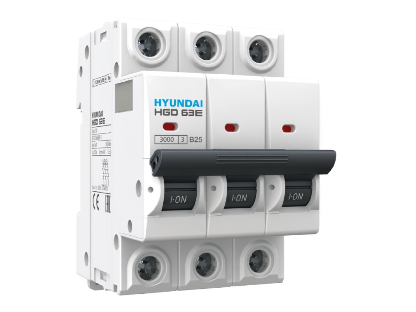 HGD63E 01–63 | Miniature Circuit Breaker | 3-Pole | 3 kA | B Curve